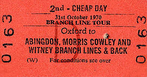 'Witney Wanderer' ticket- the last train to traverse the Witney Railway - 31 October 1970