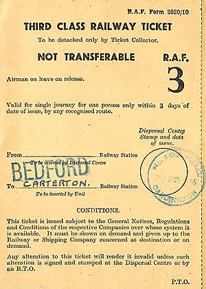 RAF Bedford to Carterton ticket